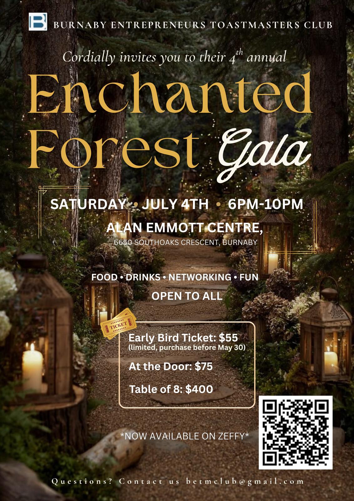 Invitation: 4th Annual Gala Poster with Details and QR Code