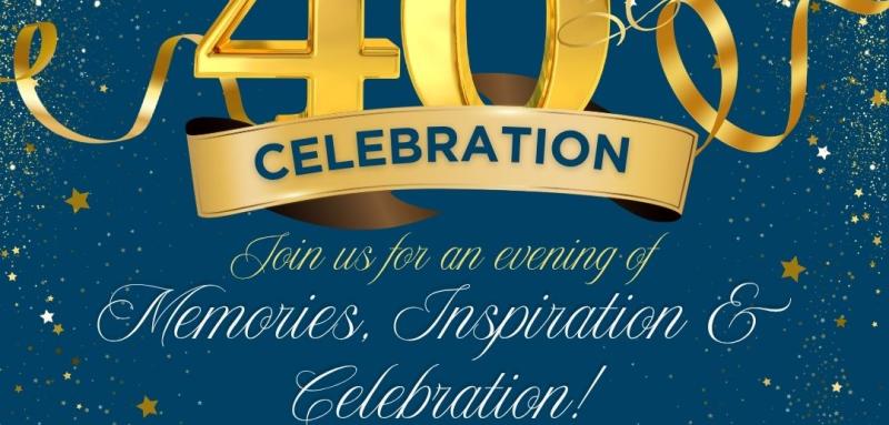 Mission Toastmasters 40th Anniversary poster links and QR code